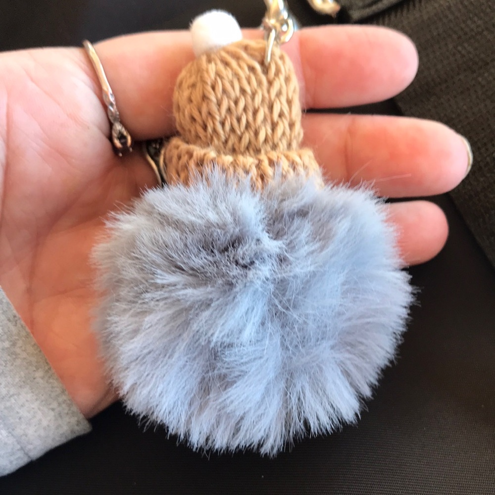 Black Women's Travel Duffel Bag with Pom Keychain - Picture 8 of 8